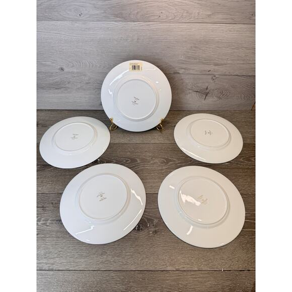 Wedgwood Vera Wang 9” Pineapple Gray Gold Trim Accent Salad Plate-Set Of 5 - Picture 5 of 6